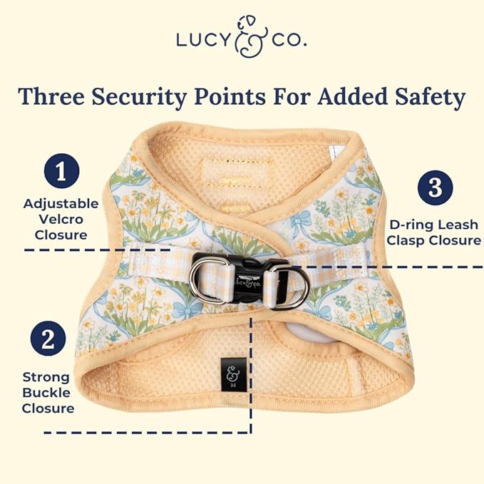 Lucy & Co. Sunshine and Daffodils Step-in Cat Harness and Leash Set Bundle, Reflective, Breathable & Adjustable Harness for Cats, Kittens & Small Dogs, Lightweight & Secure, Small
