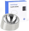 Tilted Dog Bowl Non-Slip & Non-Spill Pet Feeder with Elevated Detachable Melamine Stand, Easy to Get Food Dog Dish, M/180ml Gray