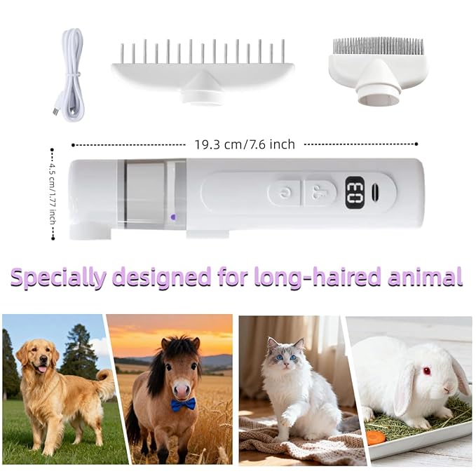 2 in 1 Pet Combs,Electric Pet Flea Comb - Rechargeable Detangling Brush & Lice Comb for Dogs, Cats, Rabbits Removes Fleas, Lice & Loose Hair from Long & Short Haired Pets