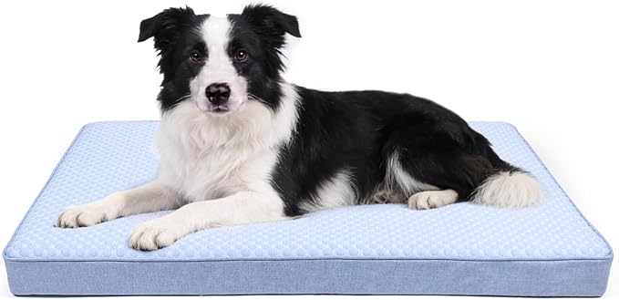 Cooling Dog Bed for Large Dogs, Orthopedic Memory Foam Pet Bed for Crate with Removable Washable Cover,Ideal for Arthritic Dogs (Cooling Fabric, Large-35"x 22" x 3")