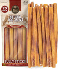 Bully Bunches Premium 12 Inch Standard Odor-Free Bully Sticks for Small & Medium Dogs - Consistently Sized, Long Lasting Chew Bones - All Natural & Single Ingredient, 100% Beef Dog Treat (20 Pk)
