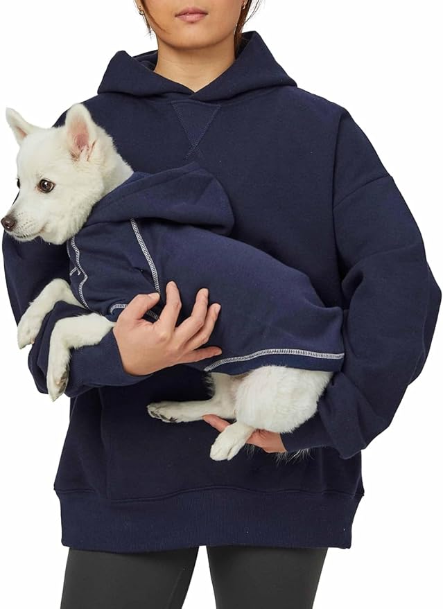 Blueberry Pet Essentials Soft & Comfy Better Basic Cotton Blend Dog Hoodie Sweatshirt in Midnight Blue, Back Length 22", Pack of 1 Jacket for Dogs
