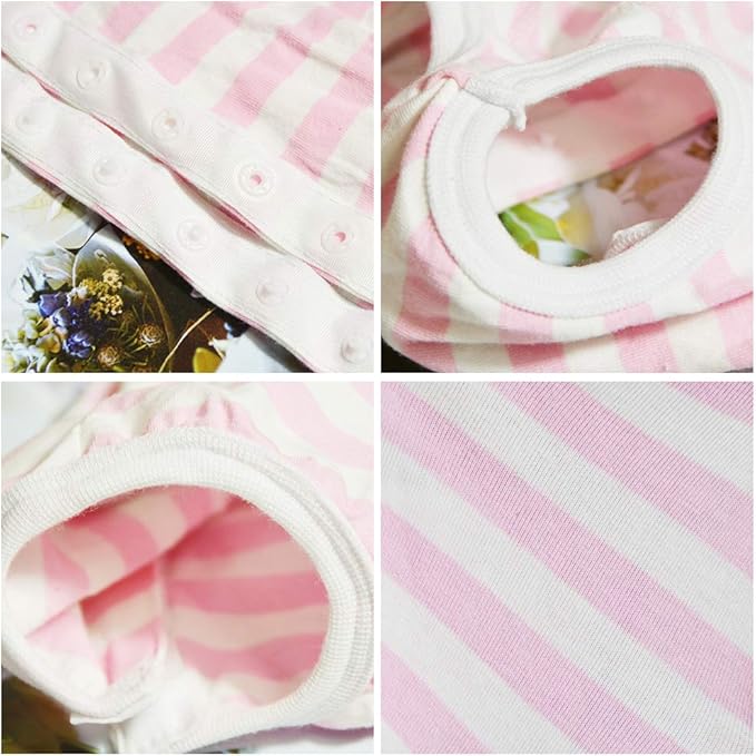 Dog’s Recovery Suit Post Surgery Shirt for Puppy, Wound Protective Clothes for Little Animals Dogs Cats (Pink White Stripe-s)