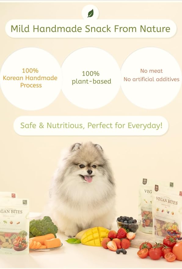 Lovnheal Vegan Bites Dog Treats – Natural Plant-Based Soft Chews with 8 Fruits & Vegetables, Healthy Handmade Snacks, 3.5 oz (One Size, Fruit Mix)