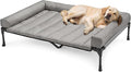 Veehoo Cooling Elevated Dog Bed Add Removable Waterproof Bolster Cushion Mat, Raised Pet Cot with Breathable Teslin Mesh, No-Slip Feet, Dog Couch Bed for Indoor Outdoor, 49x33inches, Grey, CWC2331B