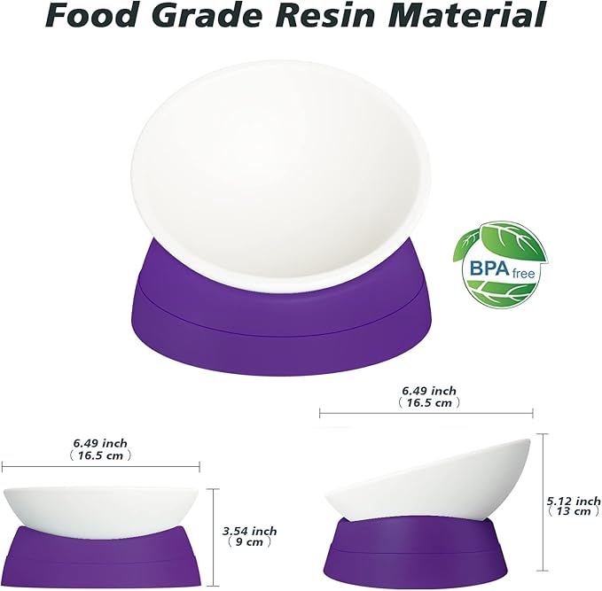 Ravitat Elevated Cat Food Bowl - Adjustable, Anti-Slip & Anti-Noise, Protects Pet's Spine, 17 Oz