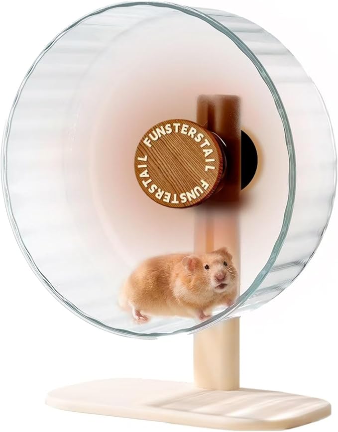Super Silent Hamster Wheel 10.4 Inch, Magnetic Large Rat Wheel for Chinchilla, Gerbil, Guinea Pig, Cat, Mouse, Sugar Glider and Dwarf, Syrian Hamster Accessories (Wood Brown)