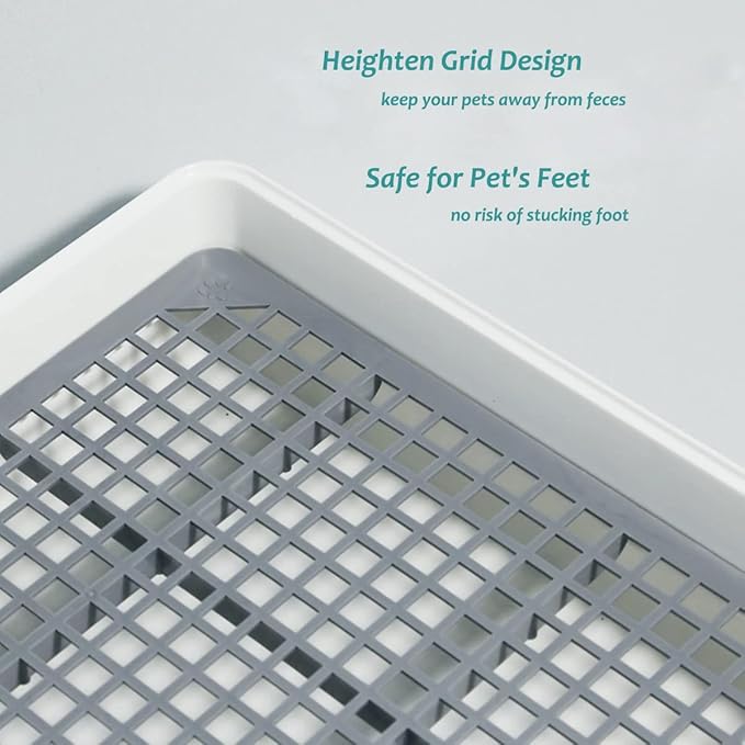 Petlex 22x18 inches Rabbit Litter Box with Grate, Extra Large Rabbit Litter Pan for Cage, Bunny Restroom Litter Tray Small Animals Toilet Potty Trainer for Hamster Ferret Rats Guinea Pigs Hedgehog