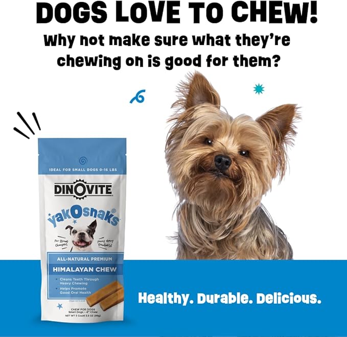 Dinovite YakoSnaks Himalayan Yak Cheese Himalayan Dog Chews, Long Lasting Yak Chews for Dogs, Low Odor Himalayan Dog Chews, Natural Yak Cheese Treats for Small Dogs, 3 Count