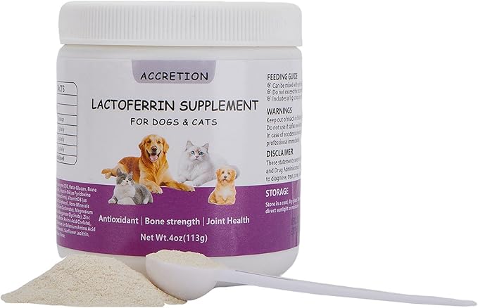 Lactoferrin for Dogs & Cats, Chicken Flavor Powder, 4oz, Immune System Support, Bone & Joint Health, Digestive and Skin Support