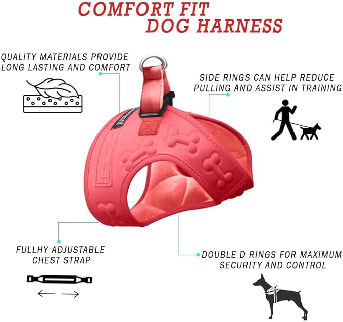 Comfort Fit Dog Harness Small Medium Sized Dogs No Pull Step in Dog Harness with Adjustable Buckles Soft Padded Easy Control Vest Harness Training Walking Running Extra Comfort Inside Velvet Plush