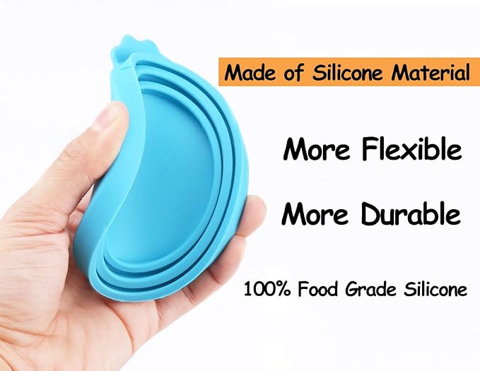 Comtim Pet Food Can Lids, Silicone Can Covers for Dog Cat Food, Universal Size Fit Small Medium Large Cans, 2 Pack and 1 Pet Food Cans Spoon