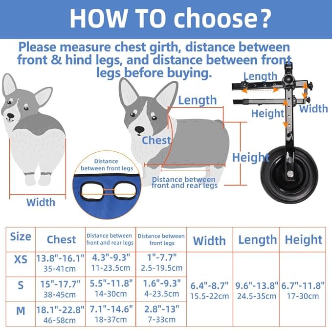 Small Dog Wheelchair for Back Legs - Adjustable Mobility Aid for Disabled Pets, Leg Brace and Hip Support