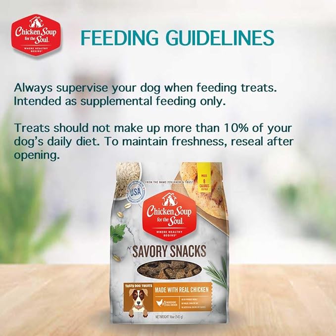 Chicken Soup for The Soul All Natural Premium Savory Snacks Soft & Chewy Dog Treats, Real Beef First Ingredient, No by-Products, Artificial Colors, Flavors or Preservatives, Chicken, 16oz