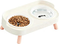 Elevated Cat Bowls, 2 Ceramic Raised Cat Food and Water Bowl Set, Prevent Cat Chin Acne, Whisker Fatigue Friendly, Splash Proof & Dishwasher Safe for Indoor Cats and Small Dogs - White