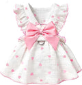Dog Dresses for Small Dogs Girl Female Dog Cat Clothes Dress Cute Cotton Extra Summer Clothes Bow Decor Printed Love Birthday Outfit Puppy Clothes (Light Pink, X-Large)