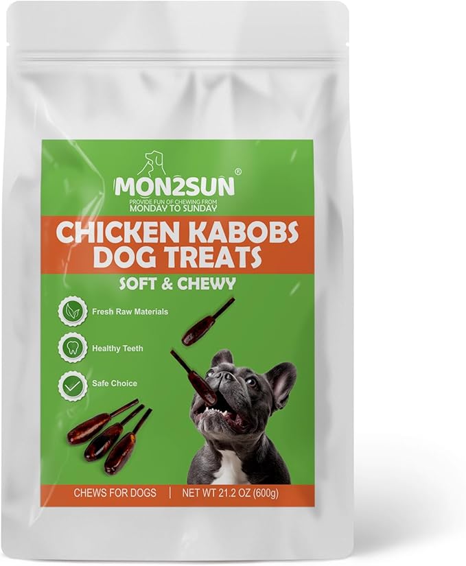MON2SUN Dog Treats 5 Inch Chicken Kabobs Treats, Rawhide-Free, Easy to Digest, Low Fat for Small Dogs, 21.2 oz (20 Count)