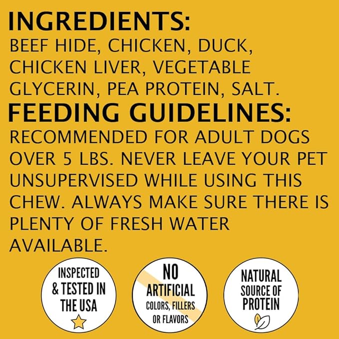 Hubert Pet Gourmet 5-in-1 Large Rawhide Kabobs, Quad Flavor Dog Chews, 10 Inch Treats for All Dog Sizes, 10 Count Bag, 1.8 Pound Resealable Bag