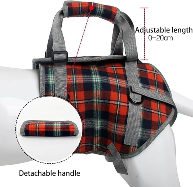 Dog Lift Harness with Handle – Adjustable Pet Support Sling for Rear Legs & HIPS, Padded Detachable Handle, Senior Dog Mobility Aid & Post-Surgery Walking Help(Hint Legs red,XL)