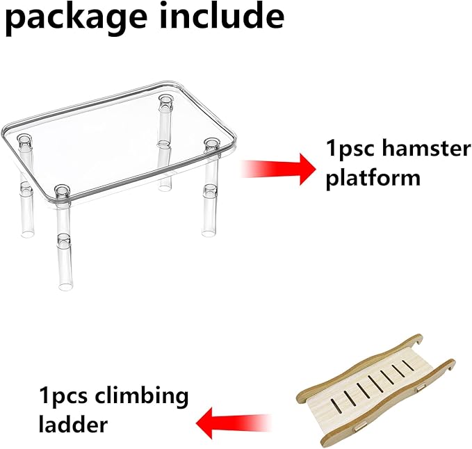Hamster Platform Acrylic Small Animal Play Activity Resting Stand Climbing Cage Toy with Ladder for Dwarf Syrian Hamsters Gerbils Mice Sugar Glider
