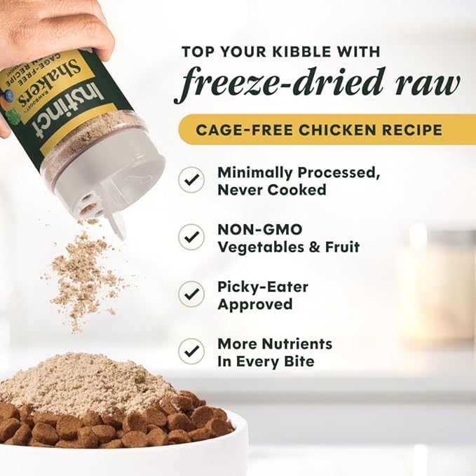 Instinct RawBoost Shakers, Freeze-Dried Dog Food Powder Topper - Chicken, 5.5 oz. Bottle