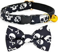 Cat Collar Bow Tie Set, Halloween Black Skulls and Crossbones