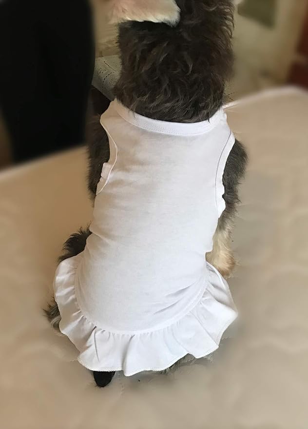 Pet Clothes Small Dog Clothing Blank Color Sport Dress T-Shirts Tee Dresses Tanks Top for Small Size Female Dogs Summer Spring Pet Costumes 100% Cotton (M, White)