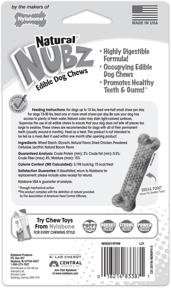 Nylabone Nubz Edbls Dc Chkn 4 Sml