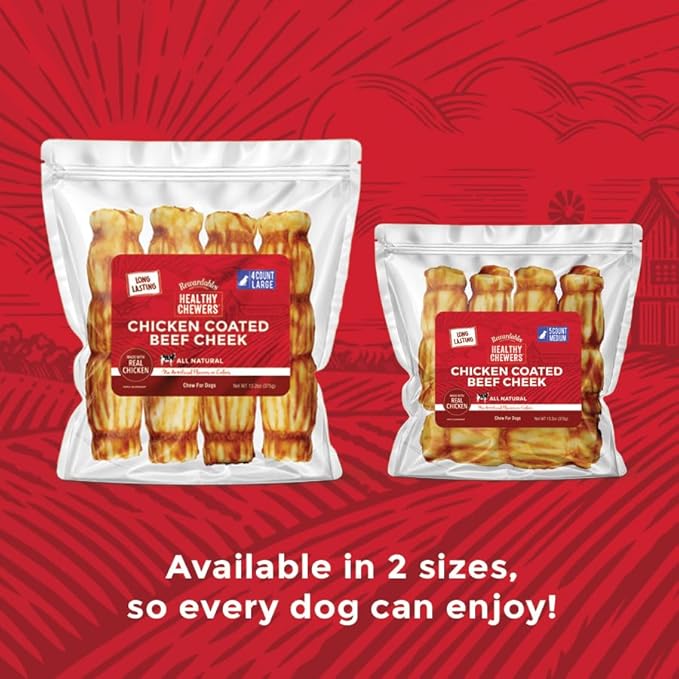 Chicken Coated Beef Cheek Rolls for Dogs - Medium - 5 Pack