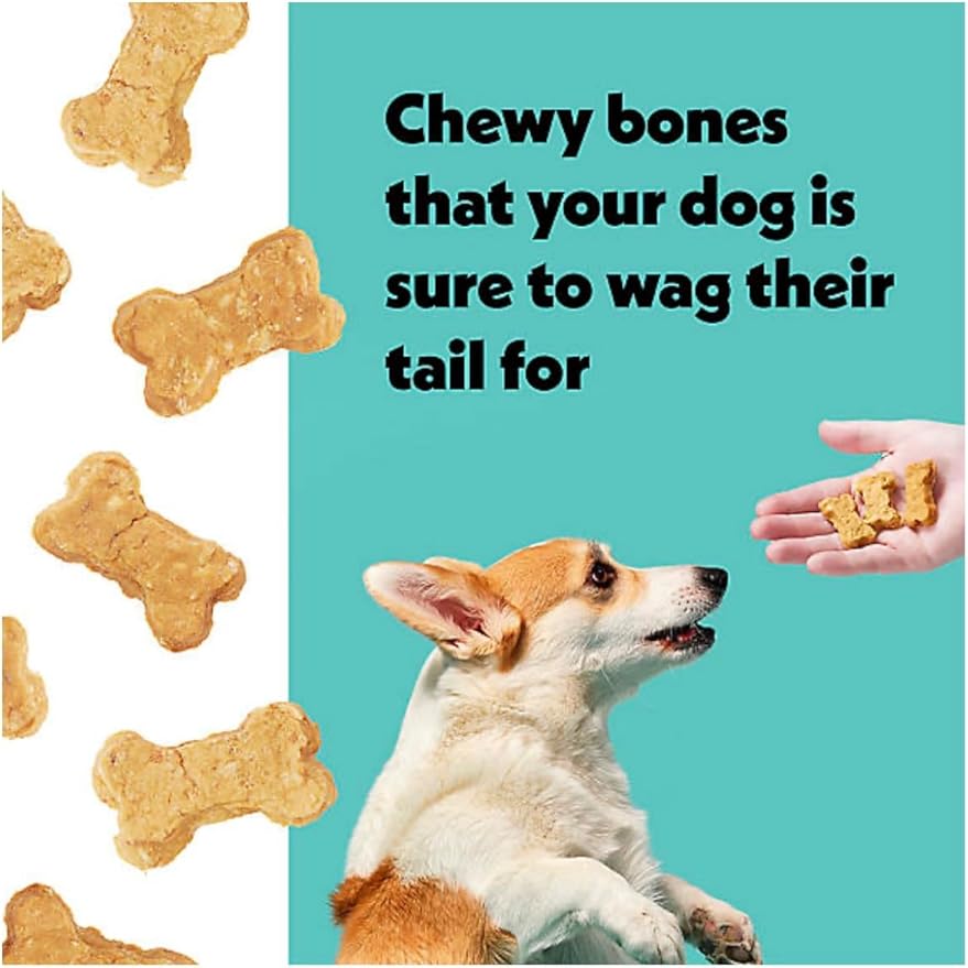 Wiggles & Wags Chewy Bones Dog Treats, Peanut Butter, Soft and Chewy, (1lb Bag)