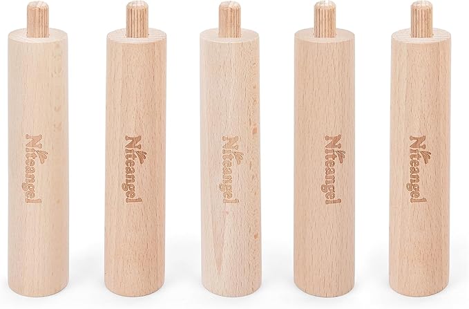 Niteangel Set of Beech Stilts for Elevating & Safely Setting Niteangel Multi-Chamber Series Maze House or Hamster Wheel Platform (Set of 5 Extended Stilts (5.1'' H))
