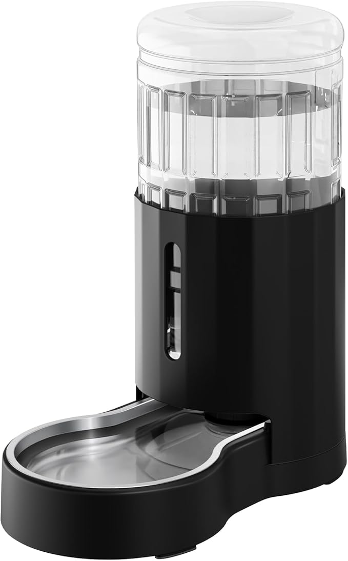 CZPET Dog Water Bowl Dispenser 8L, Wider Mouth & Upgraded Brush for Easy Cleaning Automatic Cat Gravity Refilling Waterer with Removable Stainless Steel Bowl, Large Drinking Area for Multi-Pet (Black)