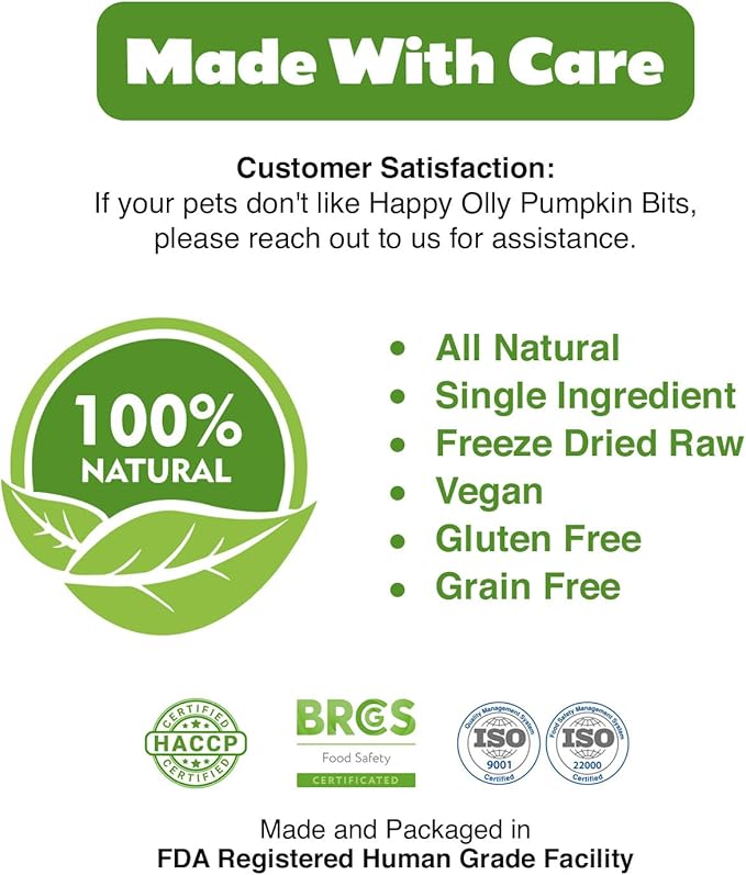 Pumpkin Treats for Dogs Digestion 2oz - Freeze Dried Single Ingredient Treats/Topper, Reduce Dog Diarrhea and Scotting - Natural & Human Grade Pure Pumpkin for Dogs - Prebiotics & Fiber