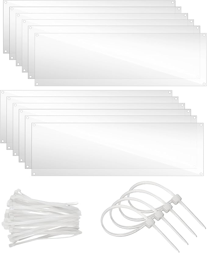 12 Pcs Cage Guard 13.8"x4.7" with Zip Ties Scatter Guard Clear Cage Liner Flexible Side Lining for Rabbit Guinea Pig C&C Metal Wire Playpen