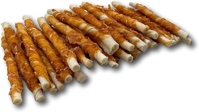 Top Dog Chews - All Natural Chicken Wrapped Rawhide Dog Twists (100 Pack), Natural Chew Sticks for Healthy Teeth and Happy Dogs, Delicious Dog Treats for Canine Dental Care (5", 100, Count)