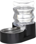 RIZZARI Automatic Gravity Pet Waterer Dispenser : 4L Black Stainless Steel Bowl Without Filter - Spill-Proof and Leak-Proof - Large Capacity Feeder for Dogs & Cats - Ideal for Kitchen or Hallway Use