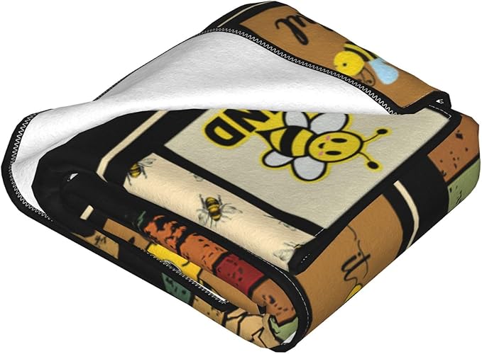Bee Decor Honey Bees Cozy Fleece Flannel Blanket Soft Warm Plush Lightweight Gifts for Boys Girls Kids Teens Women Men - Couch Sofa Bed 50"X60"