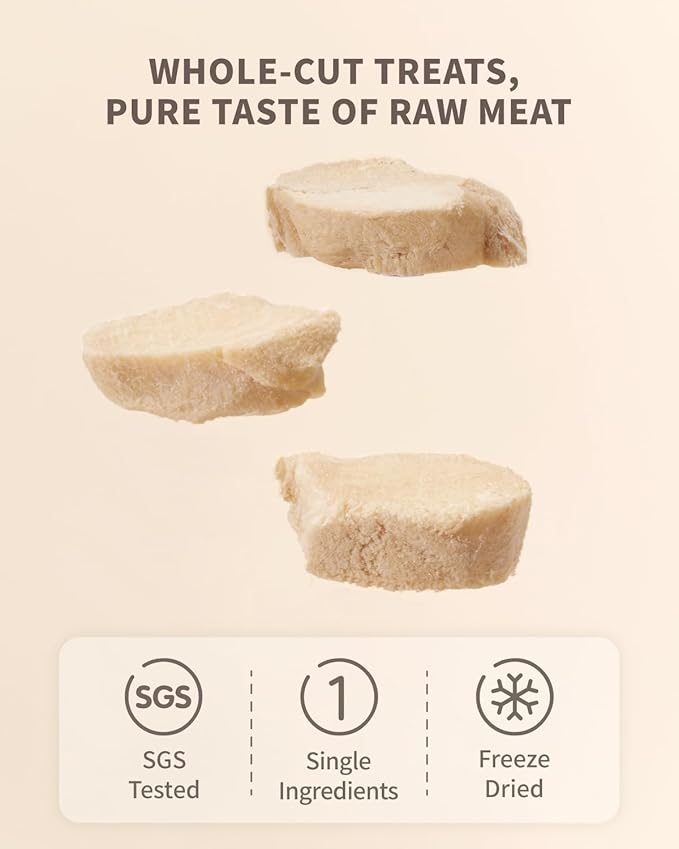 Freeze-Dried Rabbit Tenderloin Treat for Small Dog & Cat, Health Natural Single Ingredient Cats Dogs Dry Food, Whole Cut Pet Raw Treats for Sensitive Stomachs Care (2.5 oz)