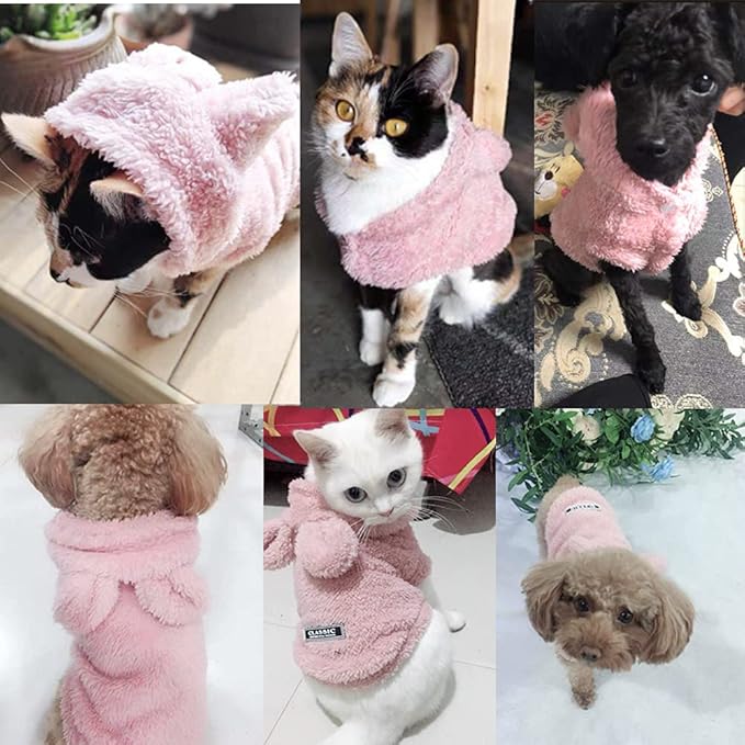 Pink Bunny Ears Hoodie, Polar Fleece X-Large Dog Pet Apparel, Warm Easter Costume for Cats Dogs