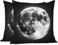 Decor Throw Pillow Case Full Moon Bright with Stars in Black Universe Set of 2 Cushion Covers 18X18 Inch for Women Men for Couch Bedroom Living