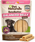 Pet Naturals BusyButter Balanced Belly Bones Medium/Large Dogs – 4 Count, Rawhide-Free Long Lasting Chews with Probiotics, Prebiotics & Pumpkin for Dog Digestive & Gut Health Support, Peanut Butter