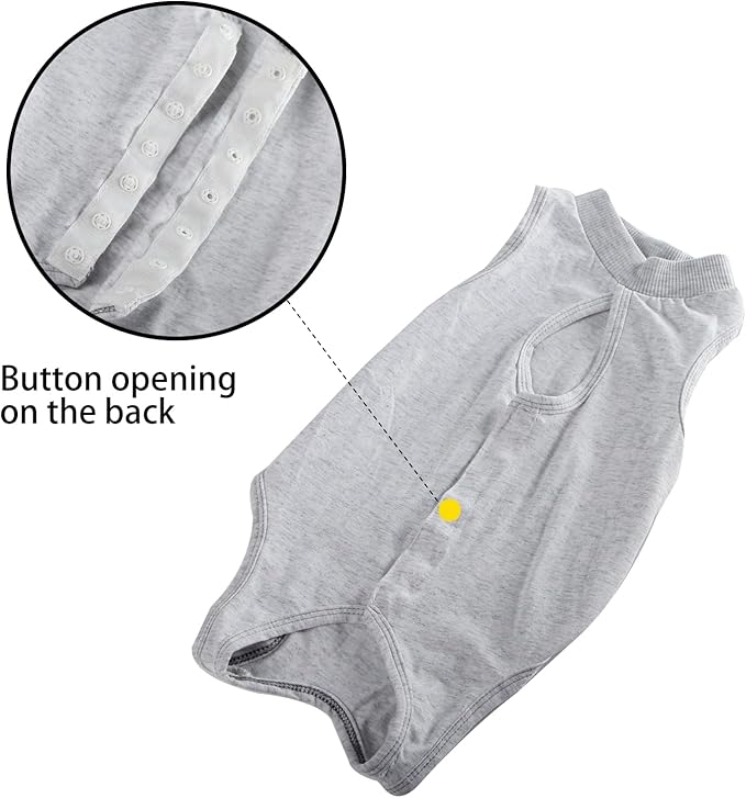 Cat Recovery Suit for Male and Female Surgical Post Surgery Soft Cone Onesie Shirt Clothes Neuter Licking Protective Diapers Outfit Cover Kitten Spay Collar(L, White)
