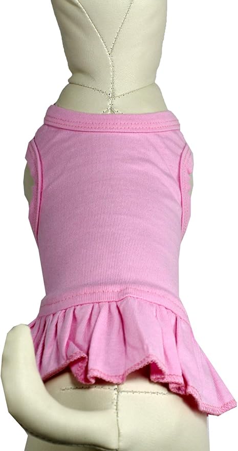 Pet Clothes Small Dog Clothing Blank Color Sport Dress T-Shirts Tee Dresses Tanks Top for Small Size Female Dogs Summer Spring Pet Costumes 100% Cotton (M, Pink)