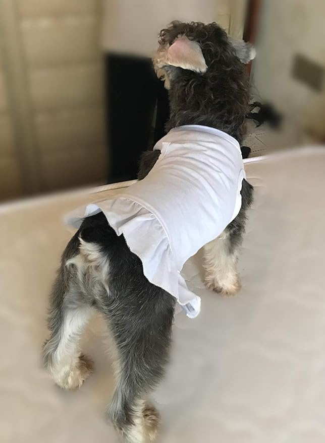 Pet Clothes Small Dog Clothing Blank Color Sport Dress T-Shirts Tee Dresses Tanks Top for Small Size Female Dogs Summer Spring Pet Costumes 100% Cotton (M, White)