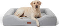 XL Orthopedic Dog Bed for Large Dogs Cooling Gel Memory Foam & Egg Crate Foam,Waterproof Removable Washable Cover with Bolster Sides,42.0"X30.0"X9.0" Grey