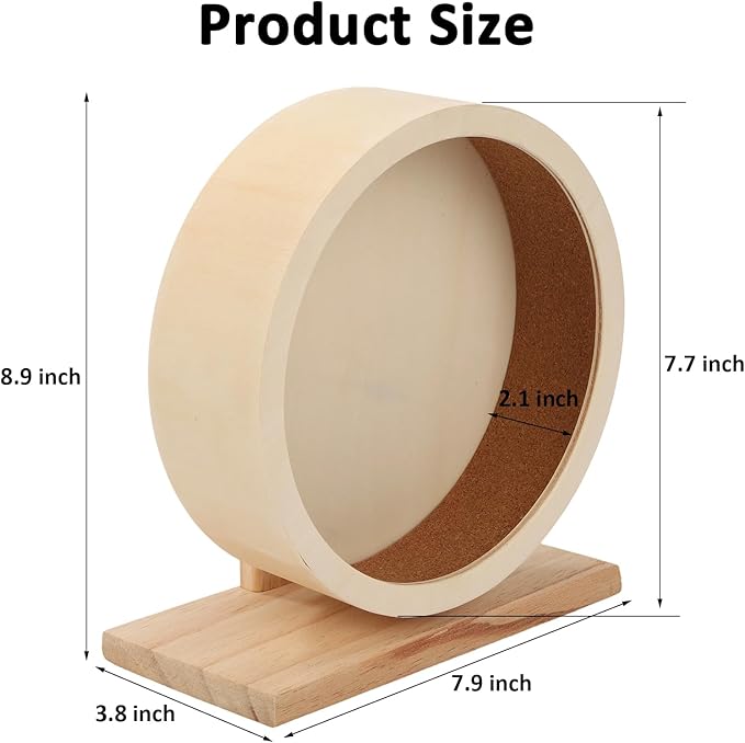 Wooden Hamster Wheels 7.7 Inch Silent Exercise Running Wheel Prevents Boredom Depression for Hamster Gerbil Mice Chinchillas Guinea Pigs (M)