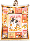 Girls Guinea Pig Fleece Throw Blanket, Super Soft Warm Cozy Fleece Blanket Gifts for Couch Sofa, 50"x60"