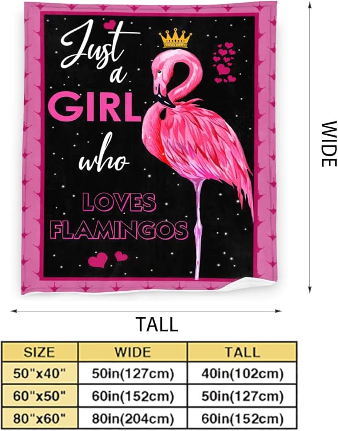 Just A Girl Who Loves Flamingos Blanket Cute Flamingos Decor Throw Blanket Gifts for Girls Super Warm Soft Plush Lightweight Fleece Flannel Blanket Winter Bedding Blanket for Kids Adults Women 40"x50"