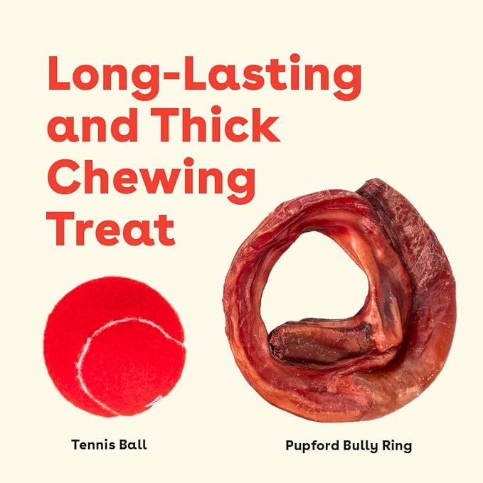 Pupford Bully Stick Rings for Puppies & Dogs, Long-Lasting Beef Dog Chew Treats, 8 Pack