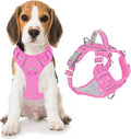 BARKBAY Dog Harness No Pull Oxford with ID Tag Pocket - Heavy Duty, Reflective, Easy Control for Large Dogs(Pink Oxford,M)
